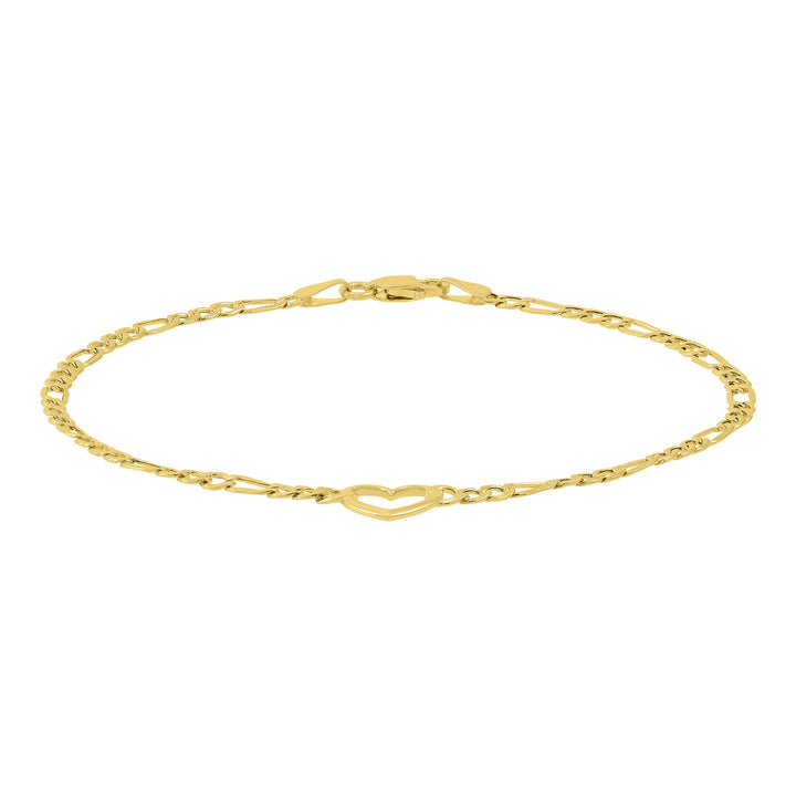 Open-Heart Figaro Bracelet in 14K Yellow Gold