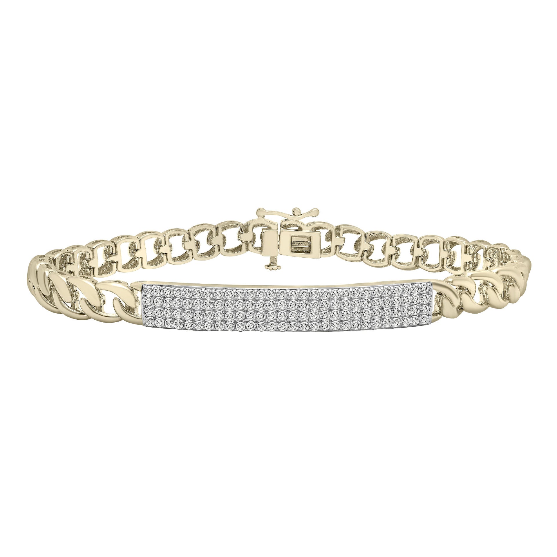 Diamond ID Link Bracelet in 10K Yellow Gold (1 ct. tw.)