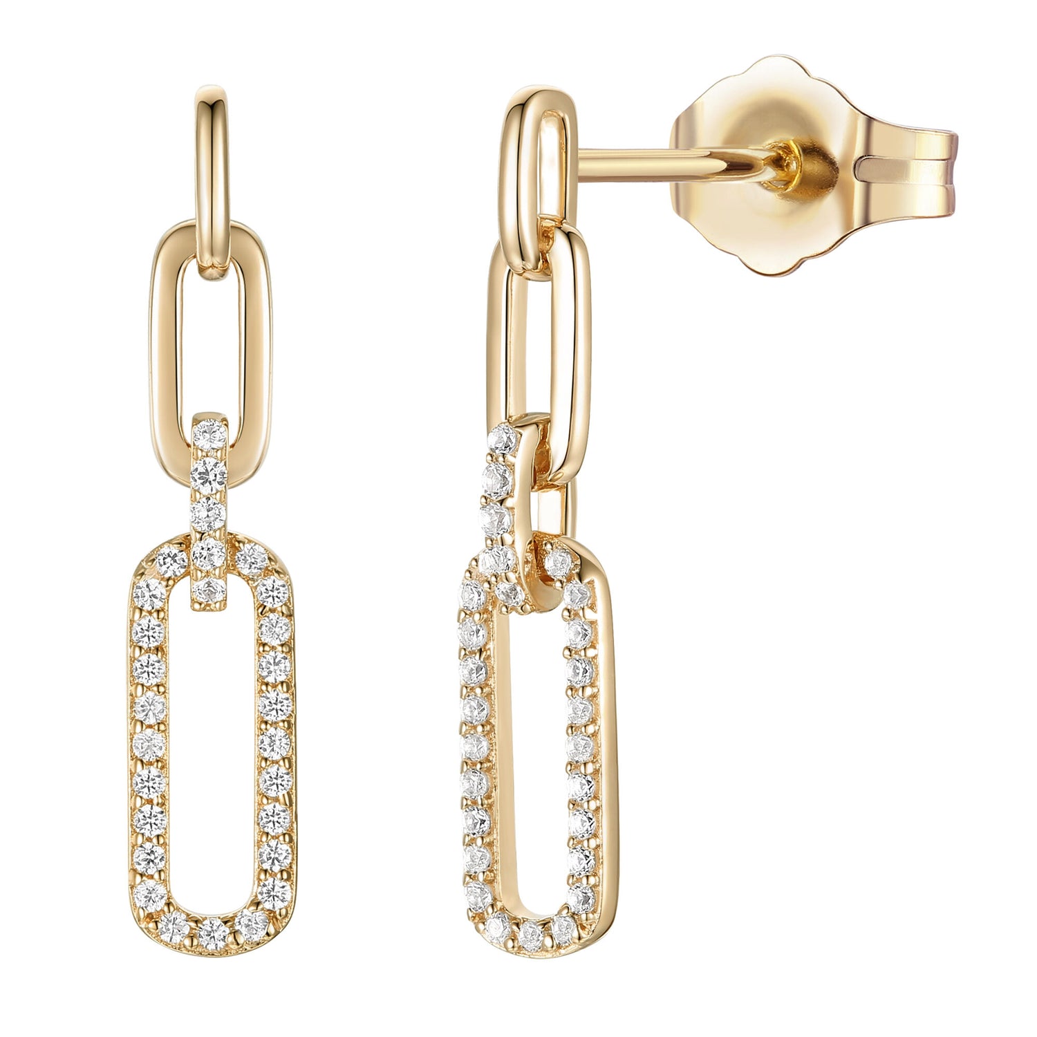 Diamond Paperclip Dangle Earring in 10K Yellow Gold (1/4 ct. tw.)