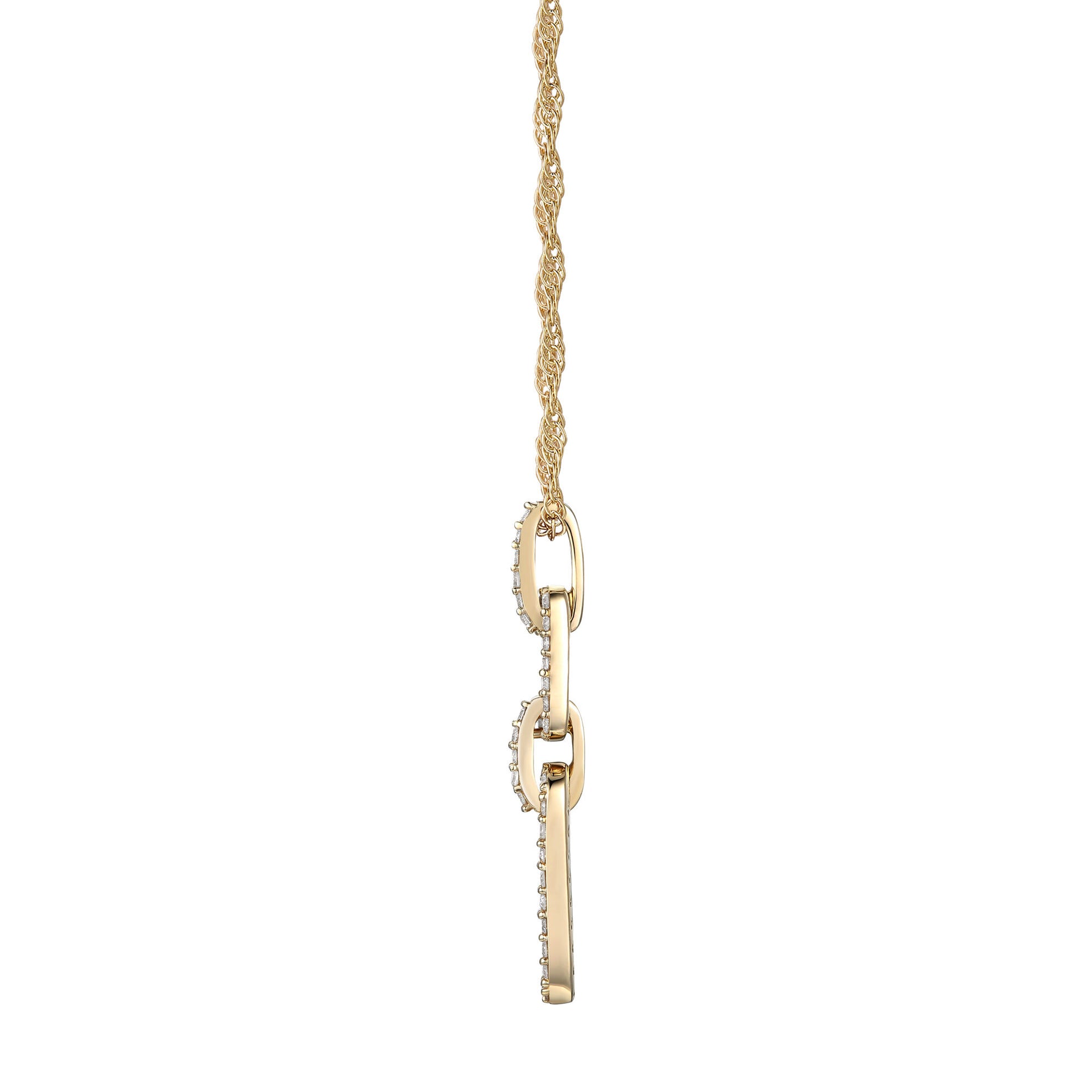 Diamond Paperclip Pendant in 10K Yellow Gold (1/4 ct. tw.)