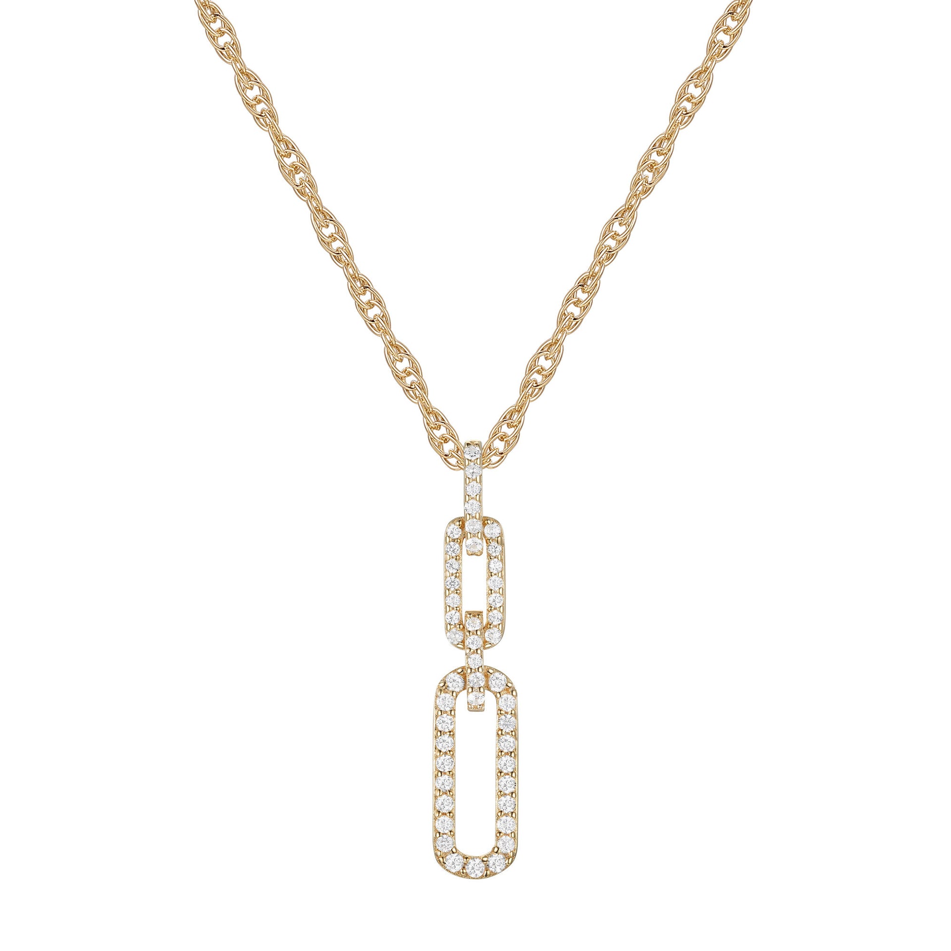 Diamond Paperclip Pendant in 10K Yellow Gold (1/4 ct. tw.)
