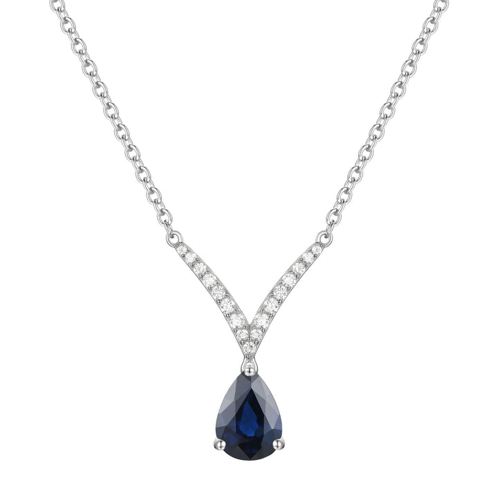 Blue Sapphire and Diamond Necklace in 10K White Gold (1/7 ct. tw.)