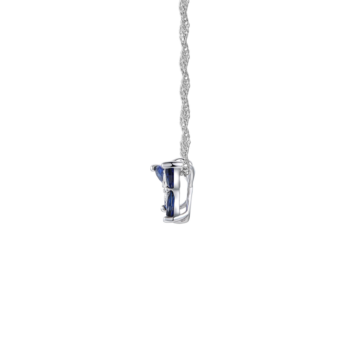 Lab Created Blue Sapphire Butterfly Pendant in Sterling Silver