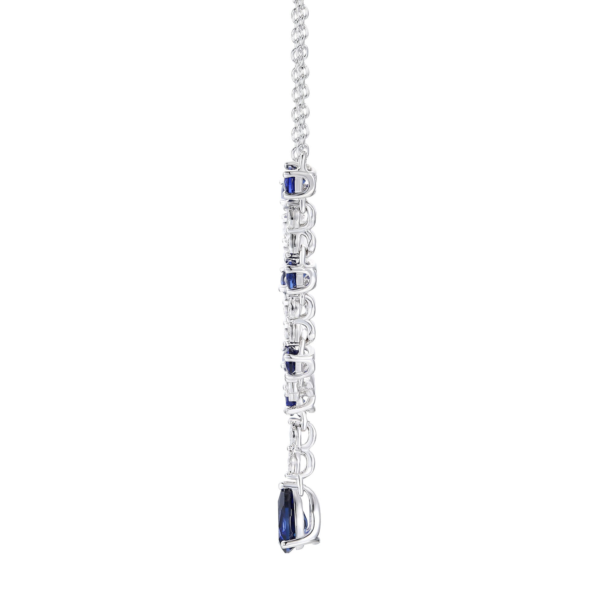 Lab Created Blue Sapphire Necklace in Sterling Silver