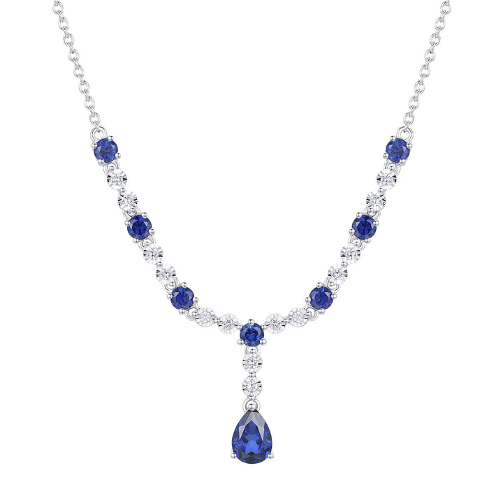 Lab Created Blue Sapphire Necklace in Sterling Silver
