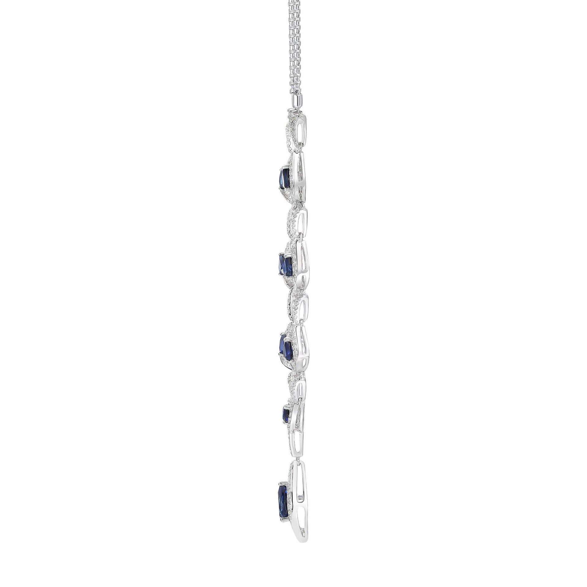 Lab Created Blue Sapphire Necklace in Sterling Silver