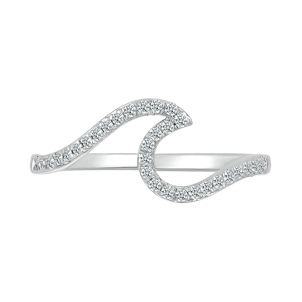 Diamond Wave Ring in Sterling Silver (1/7 ct. tw.)