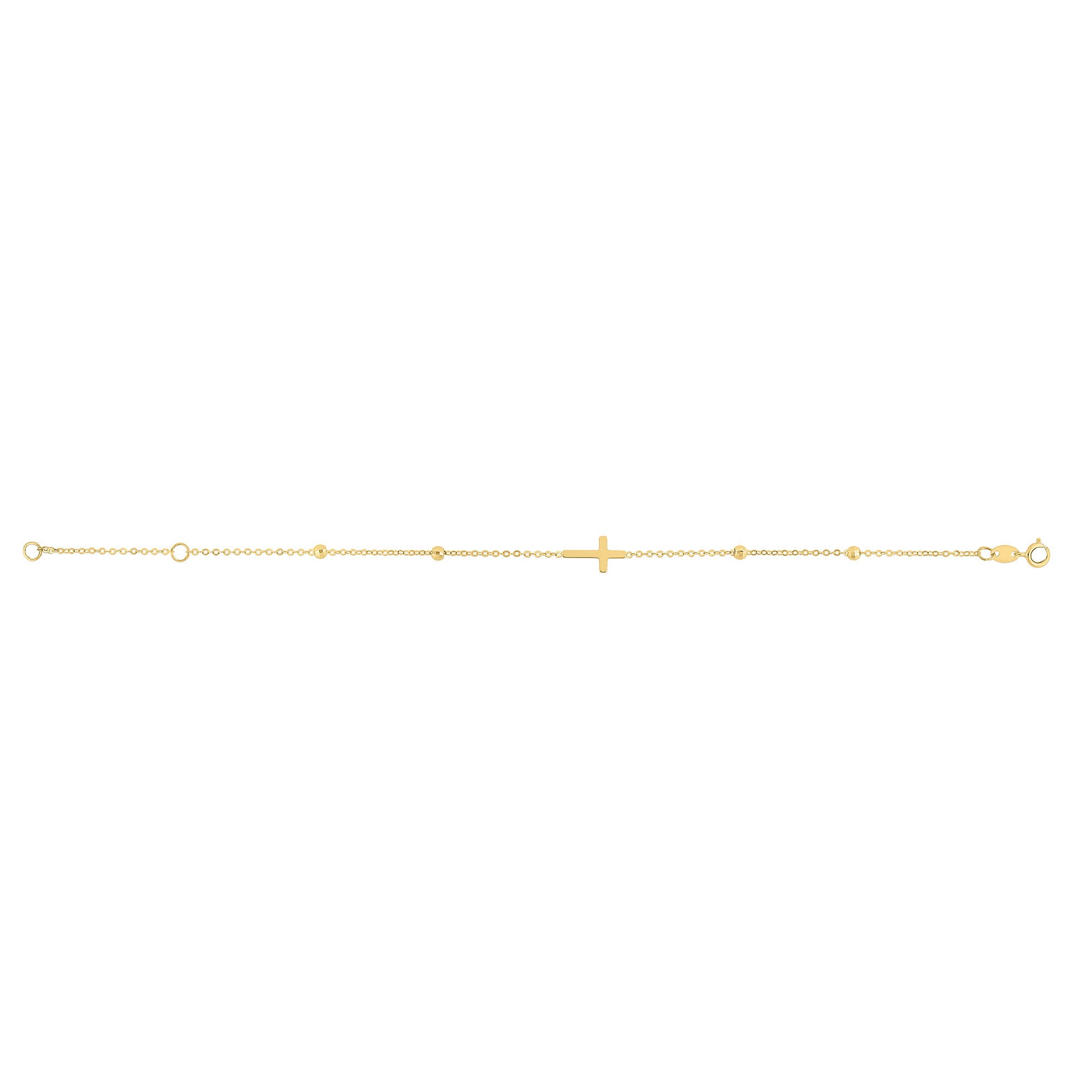 Cross Bracelet in 14K Yellow Gold, 7”