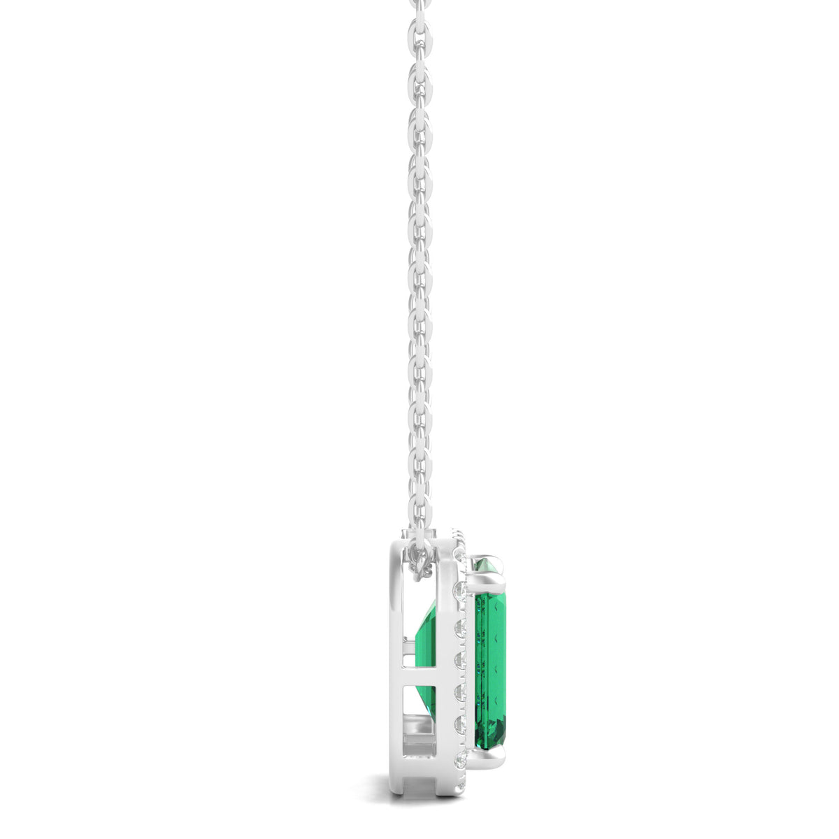 Lab-Created Emerald Pendant with Lab-Created White Sapphires in Sterling Silver