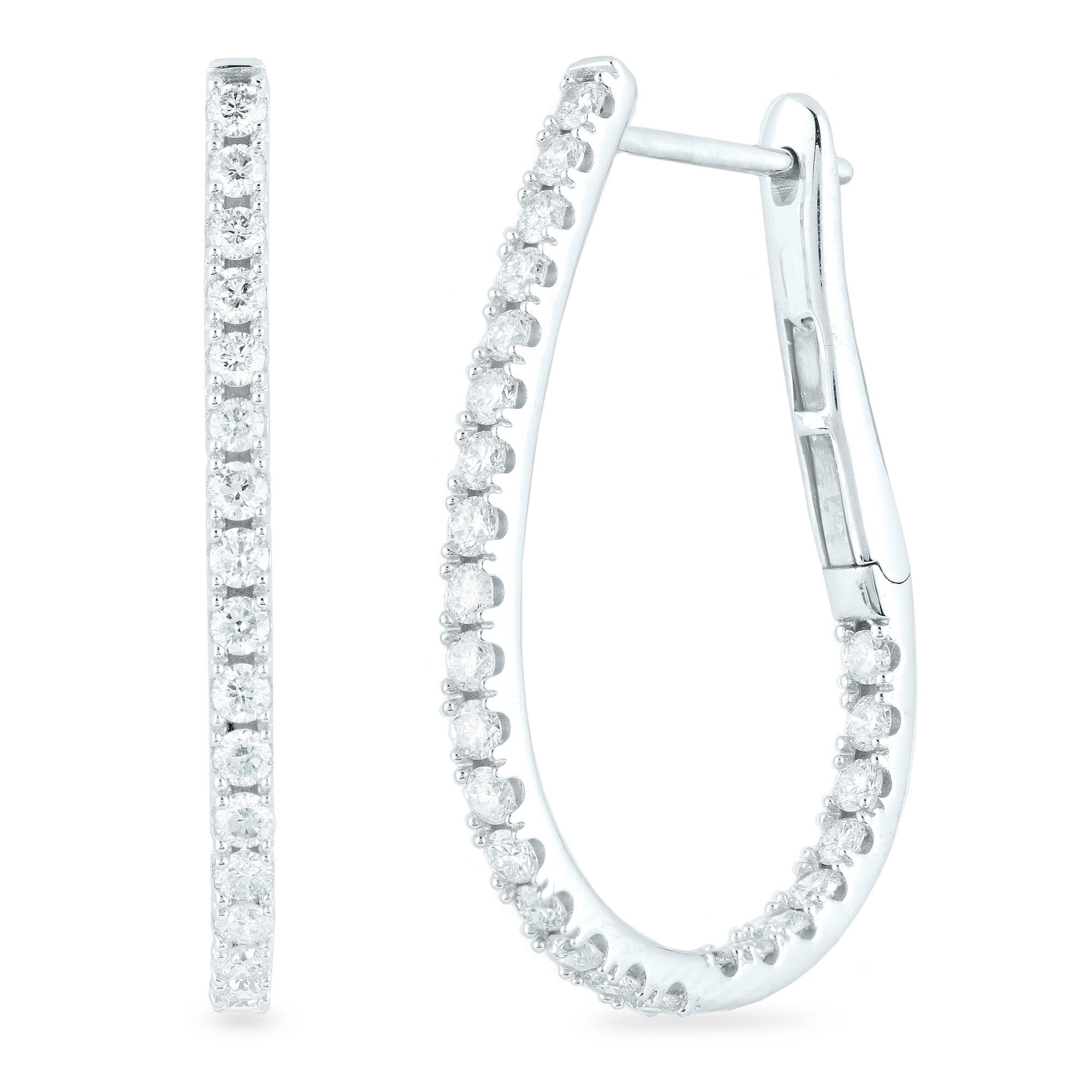 Diamond Hoop Earrings in 14K White Gold (1 ct. tw.)