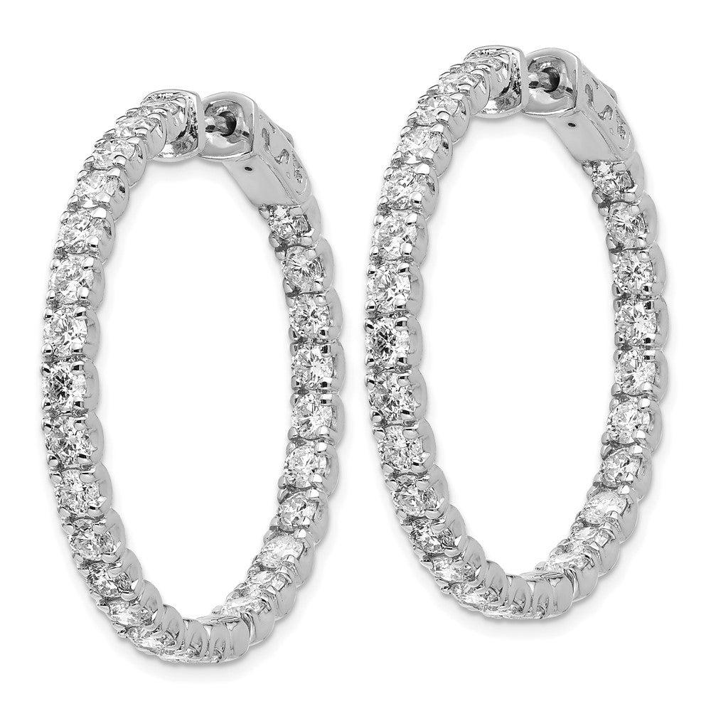 14k Gold 4 7/8 CT Lab Grown Diamond Patented Safety Clasp In And Out Hoop Earrings VS Clarity D-E Color
