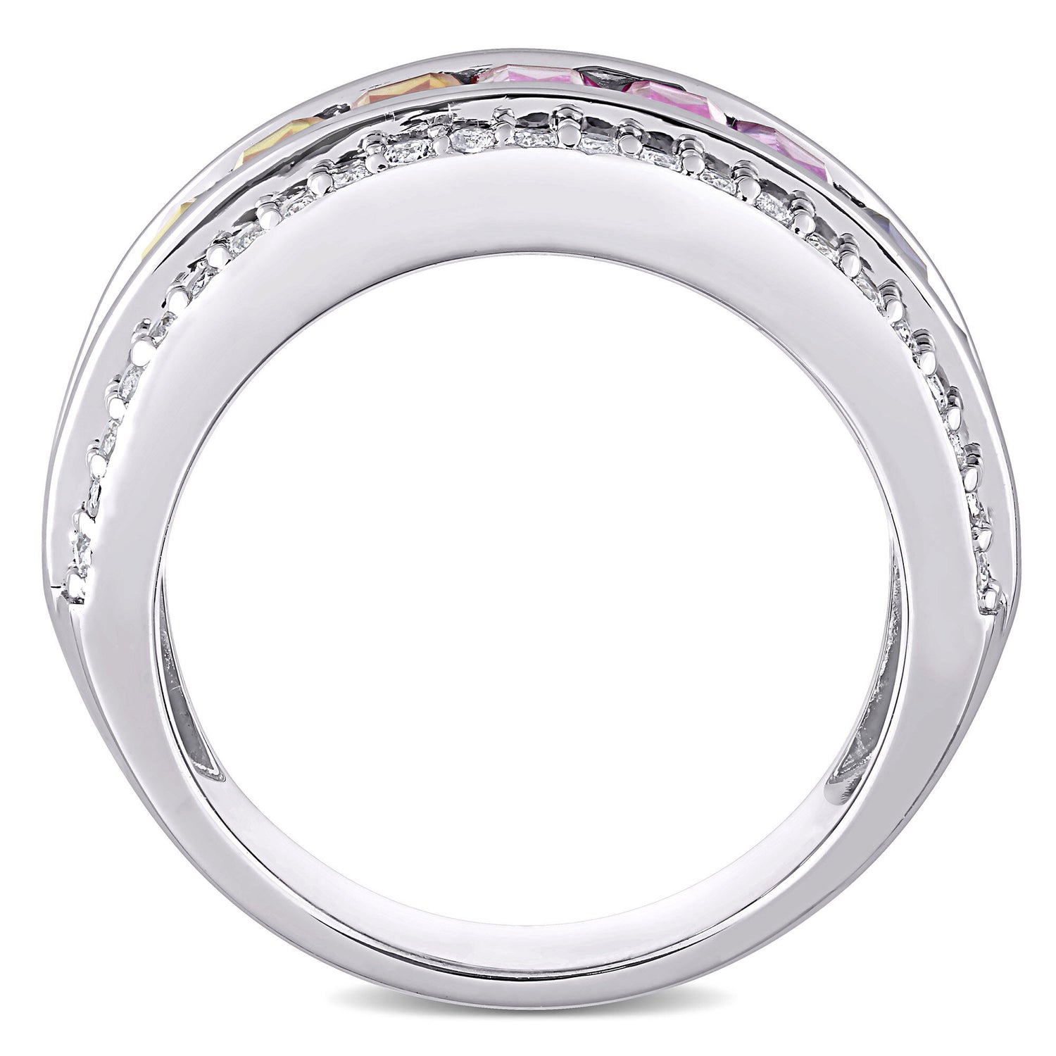 Lab Created Sapphire Spectrum Ring in Sterling Silver