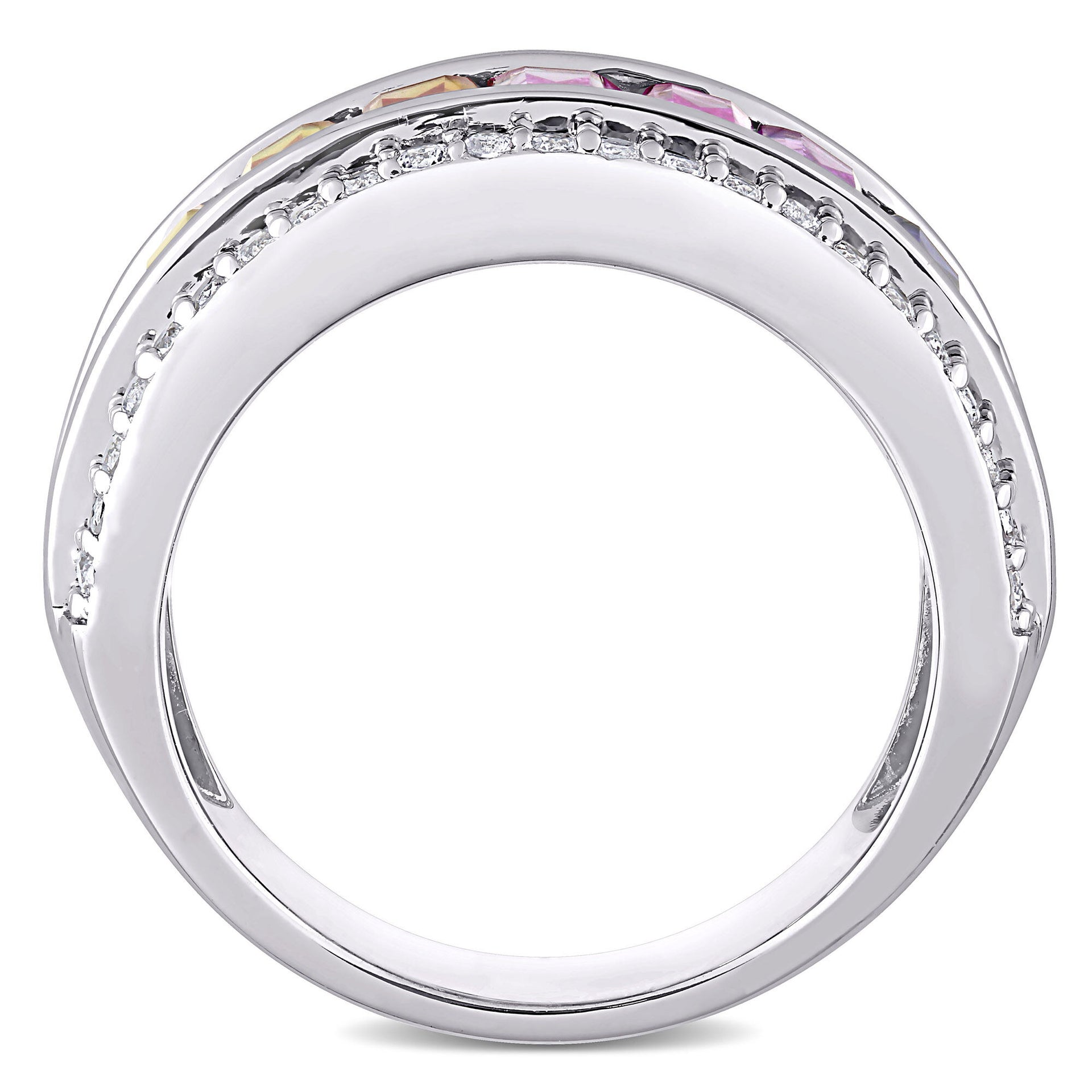 Lab Created Sapphire Spectrum Ring in Sterling Silver