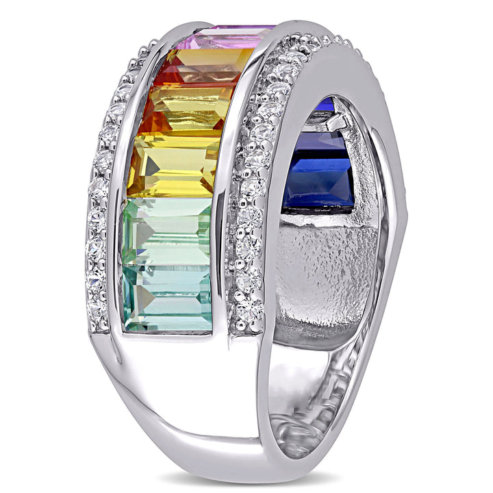 Lab Created Sapphire Spectrum Ring in Sterling Silver