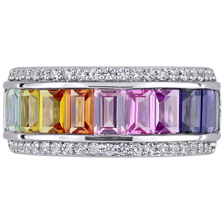 Lab Created Sapphire Spectrum Ring in Sterling Silver