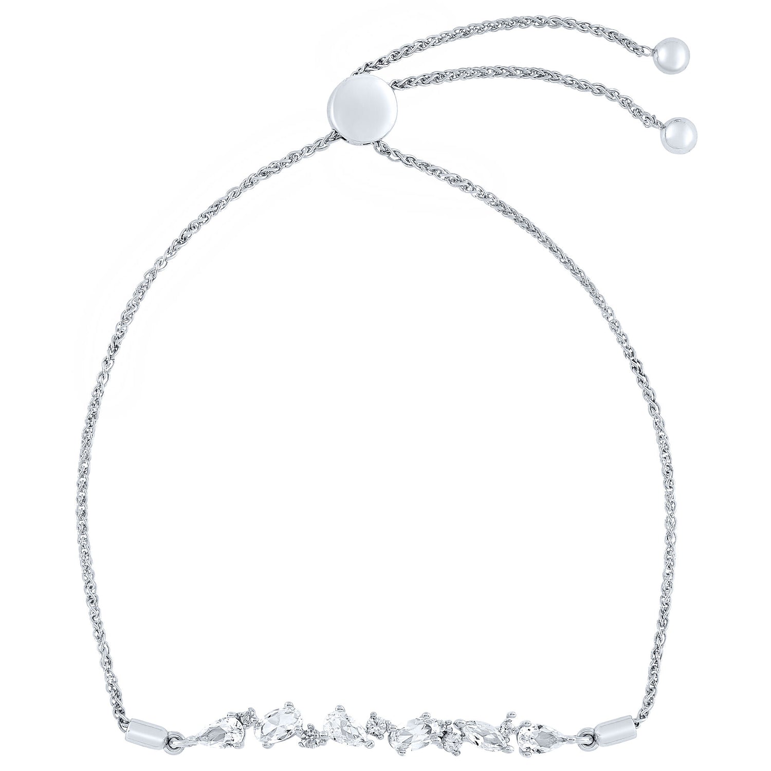 Lab-Created White Sapphire Bolo Bracelet in Sterling Silver