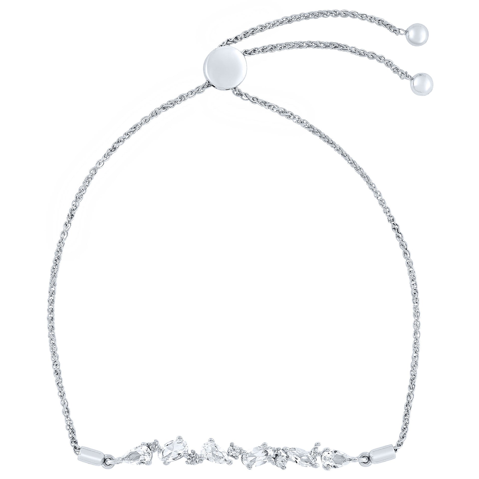 Lab-Created White Sapphire Bolo Bracelet in Sterling Silver