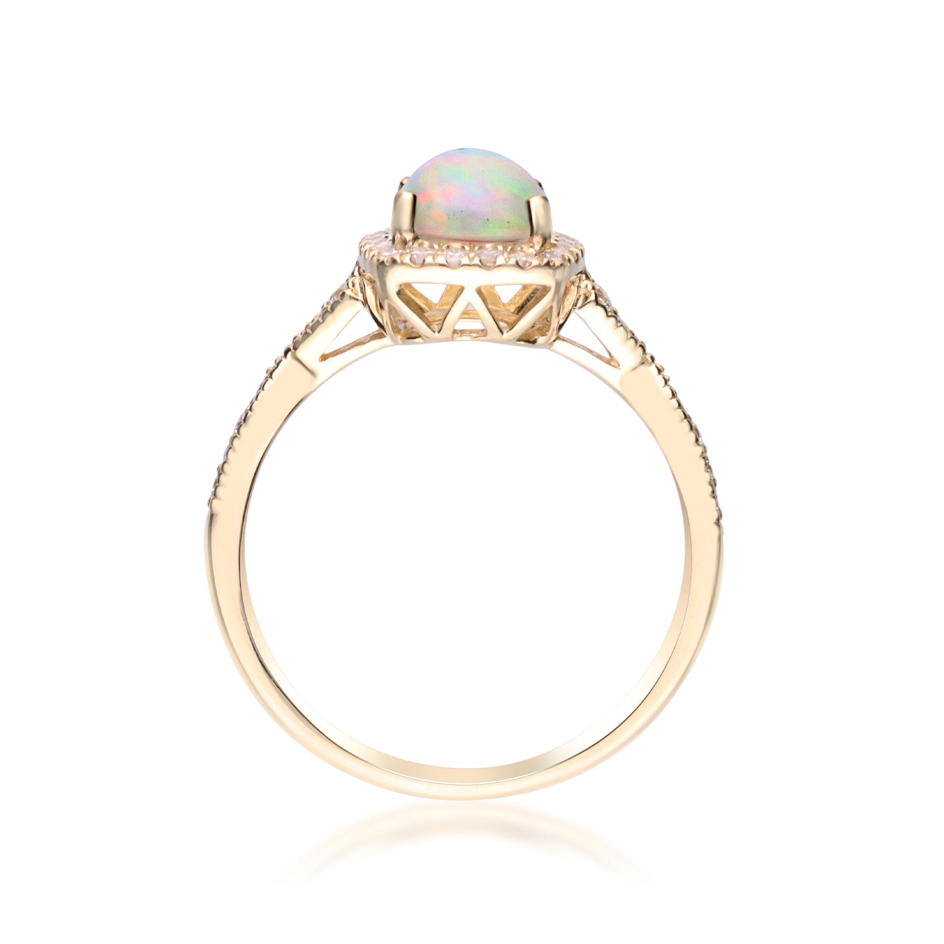 Opal and Diamond Ring in 10K Yellow Gold (1/5 ct. tw.)