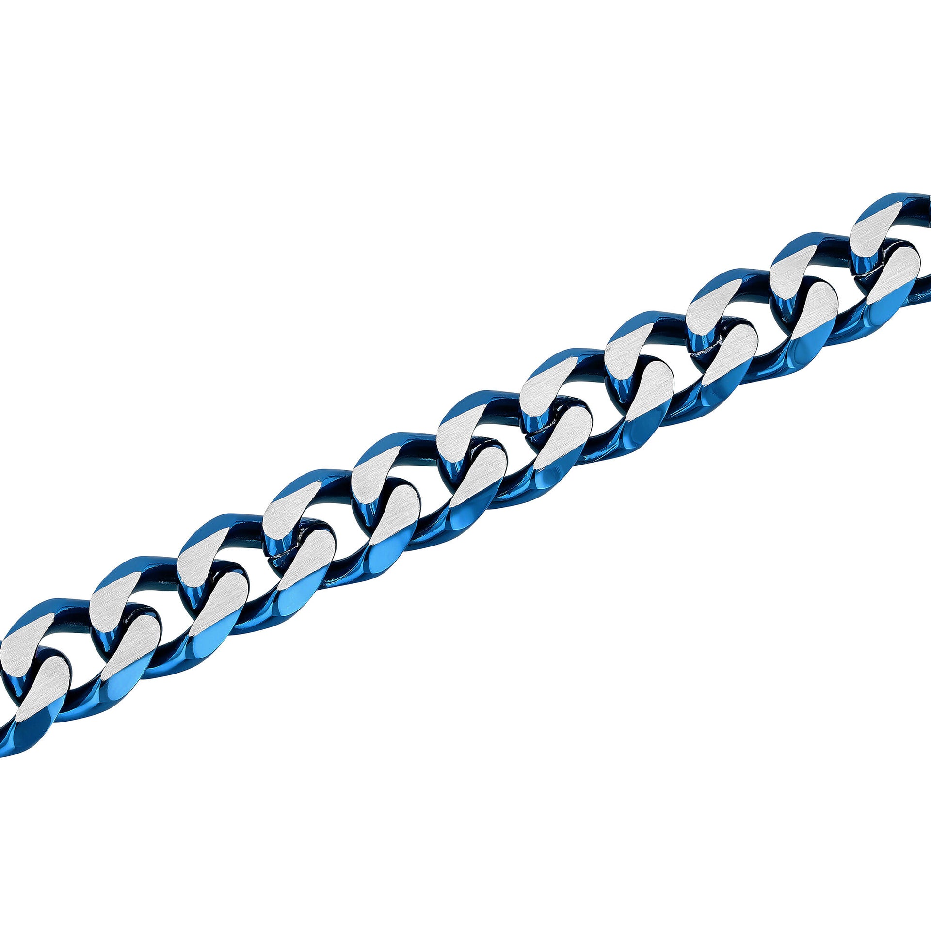 Curb Chain Bracelet in Blue Ion-Plated Stainless Steel, 13MM, 8.5”