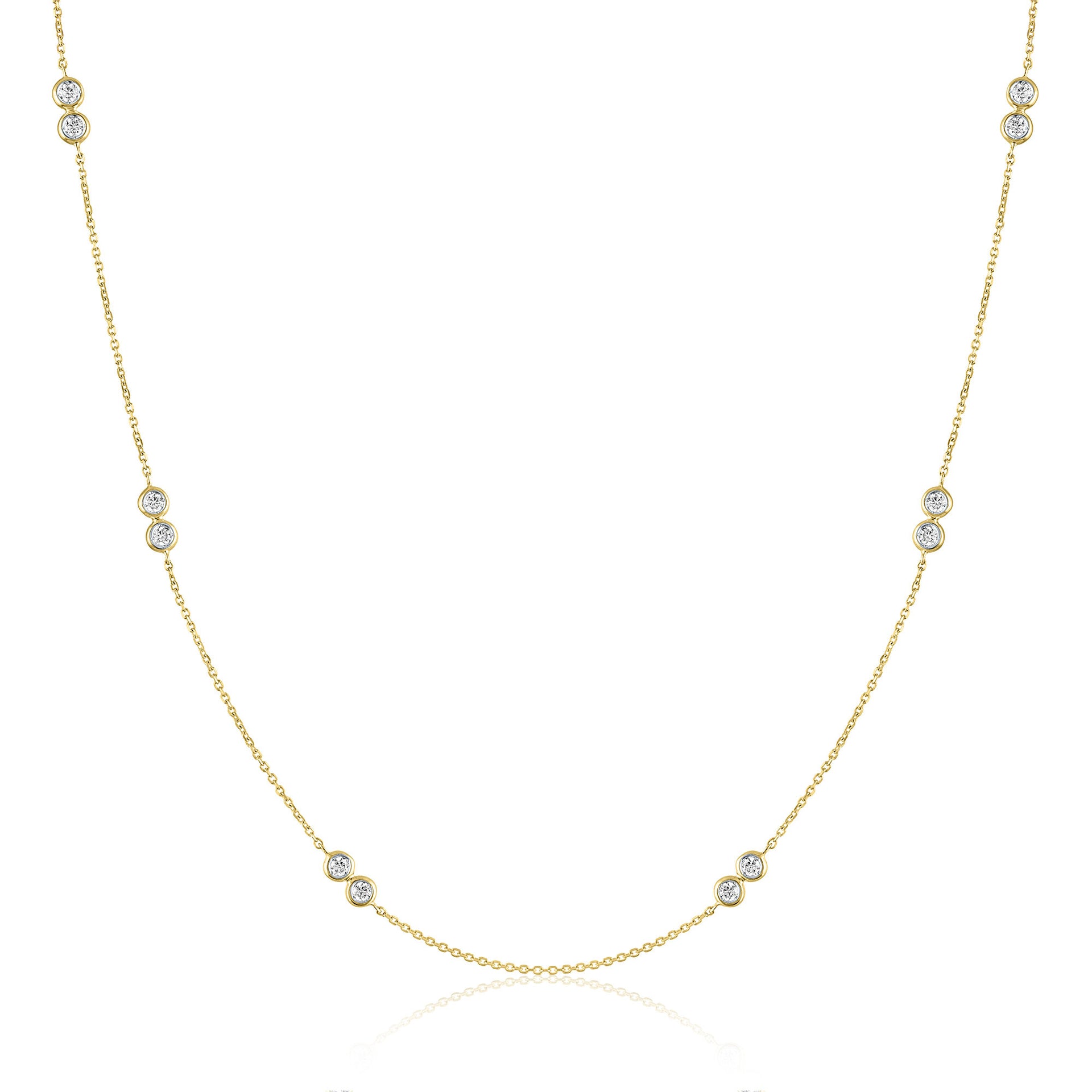 Diamond Double Bezel Adjustable Necklace in 10K Yellow Gold (1/4 ct. tw.)