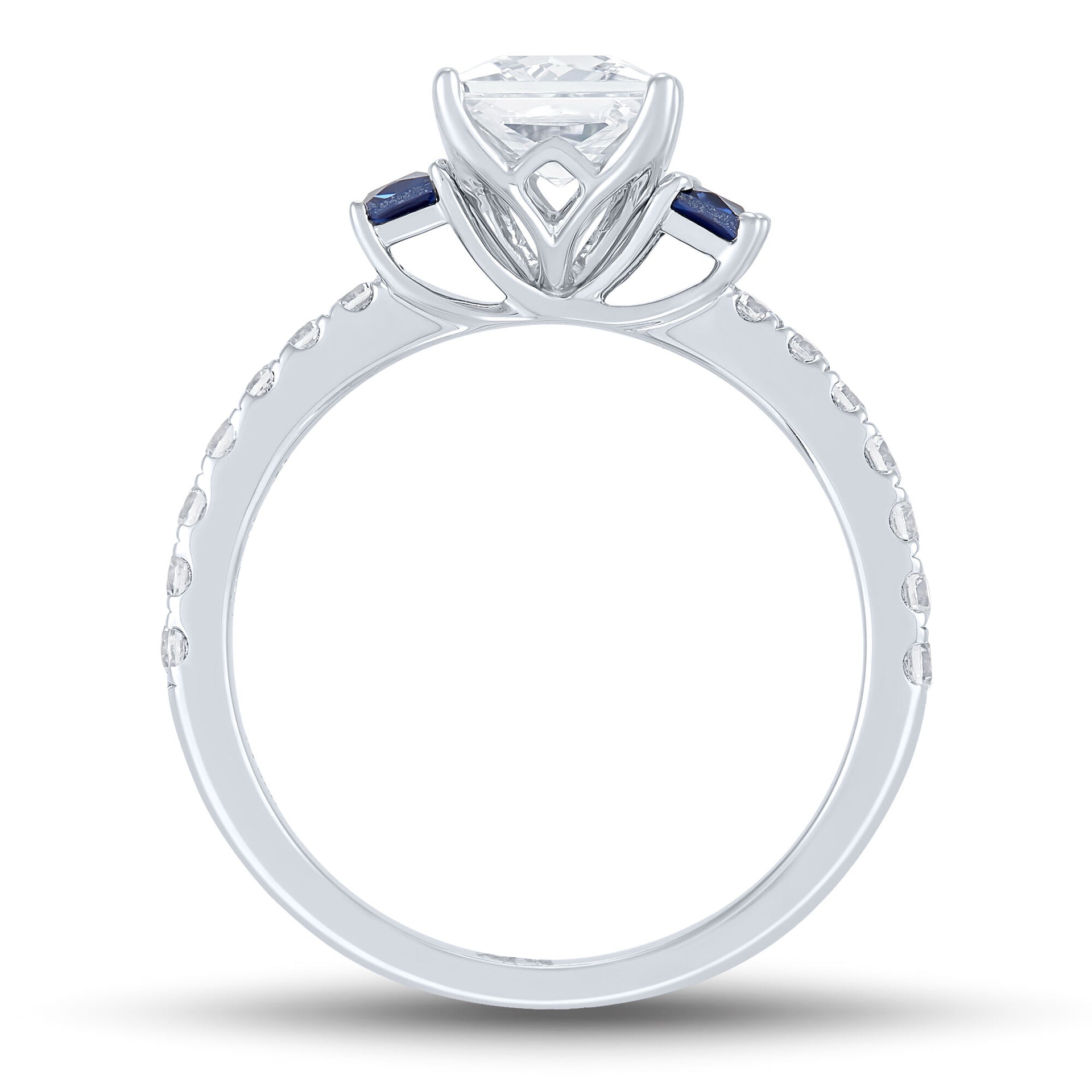 Lab Grown Diamond and Blue Sapphire Engagement Ring in 10K White Gold (1 1/2 ct. tw.)