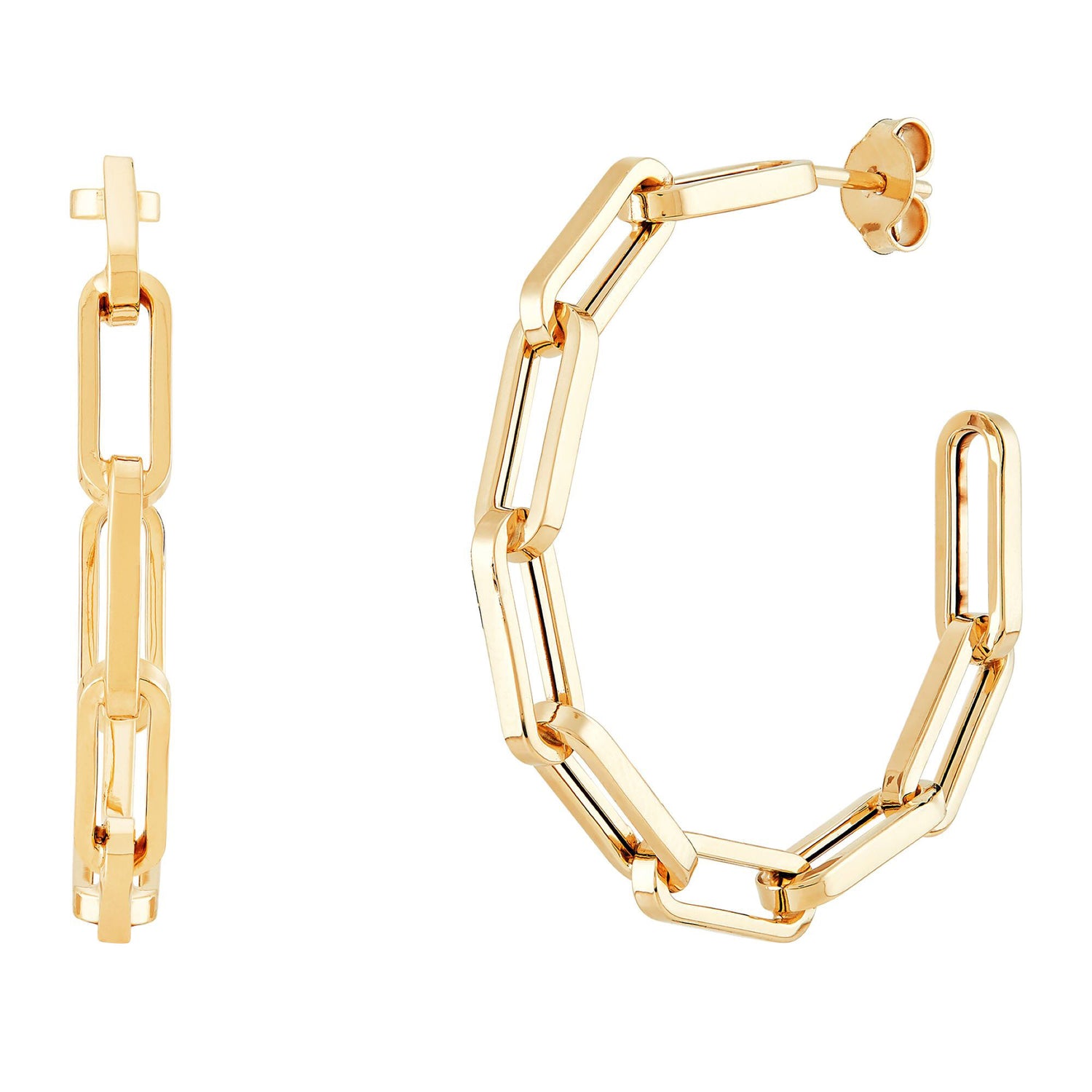 Paperclip Hoop Earrings in 10K Yellow Gold