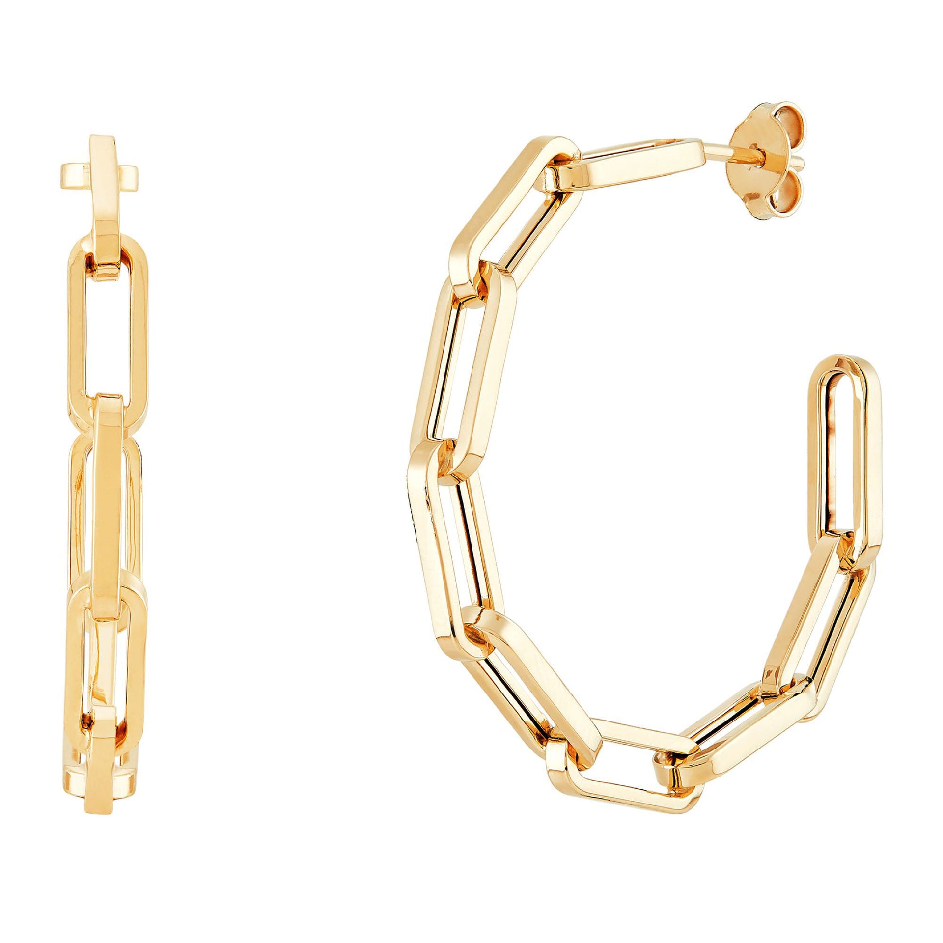 Paperclip Hoop Earrings in 10K Yellow Gold