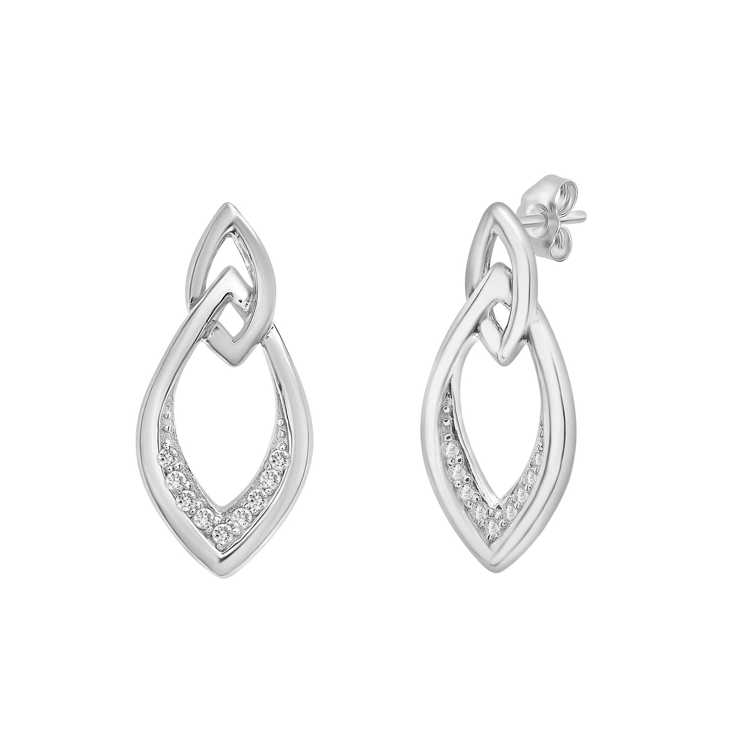 Diamond Double Rhombus Earrings in Sterling Silver (1/10 ct. tw.)