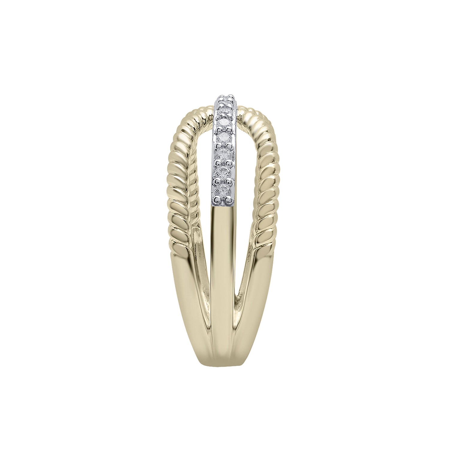 Diamond Crossover Band in 10K Yellow Gold (1/7 ct. tw.)