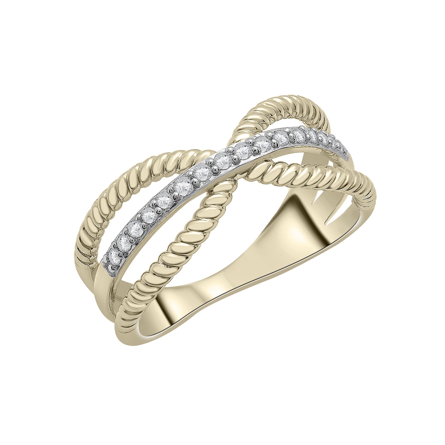 Diamond Crossover Band in 10K Yellow Gold (1/7 ct. tw.)