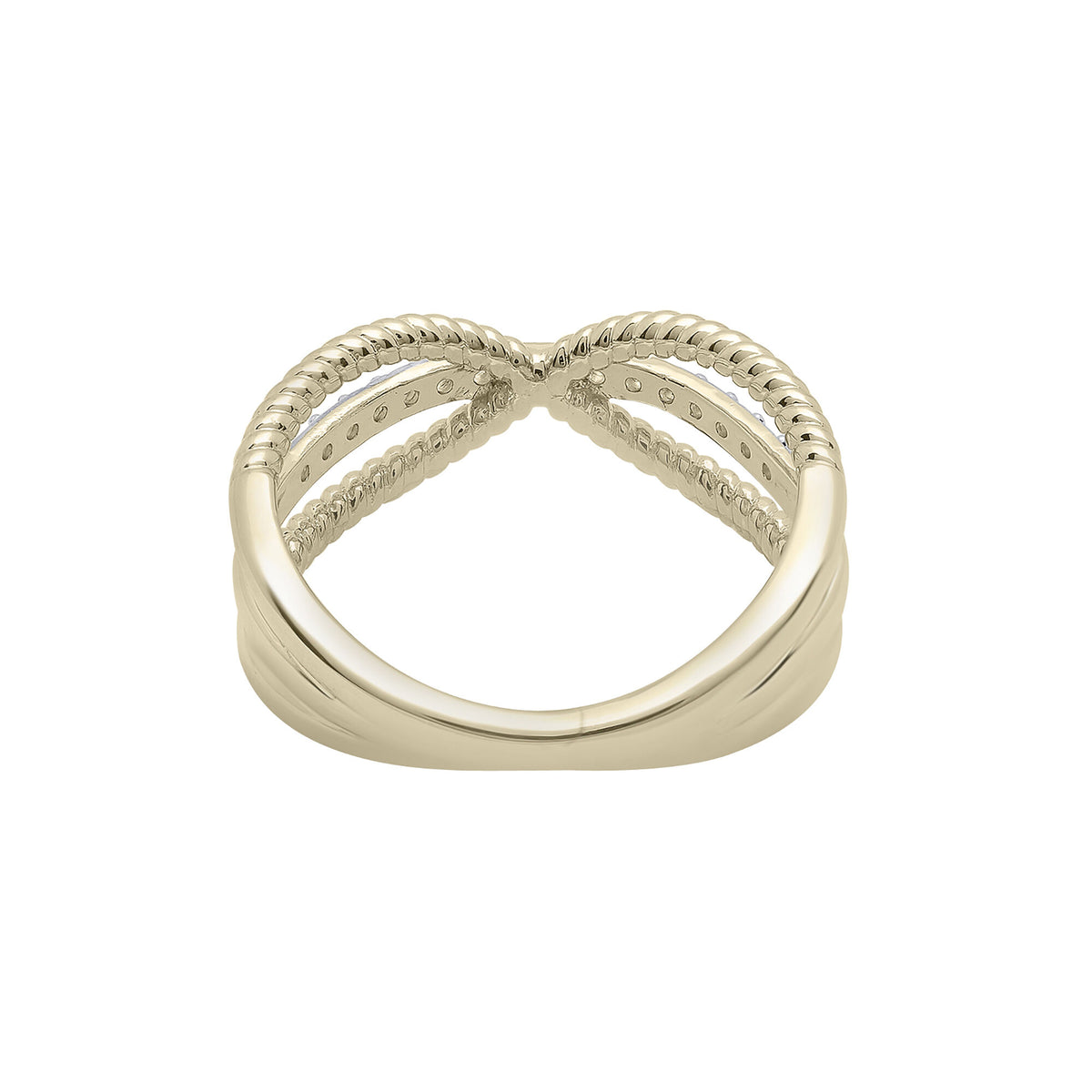Diamond Crossover Band in 10K Yellow Gold (1/7 ct. tw.)