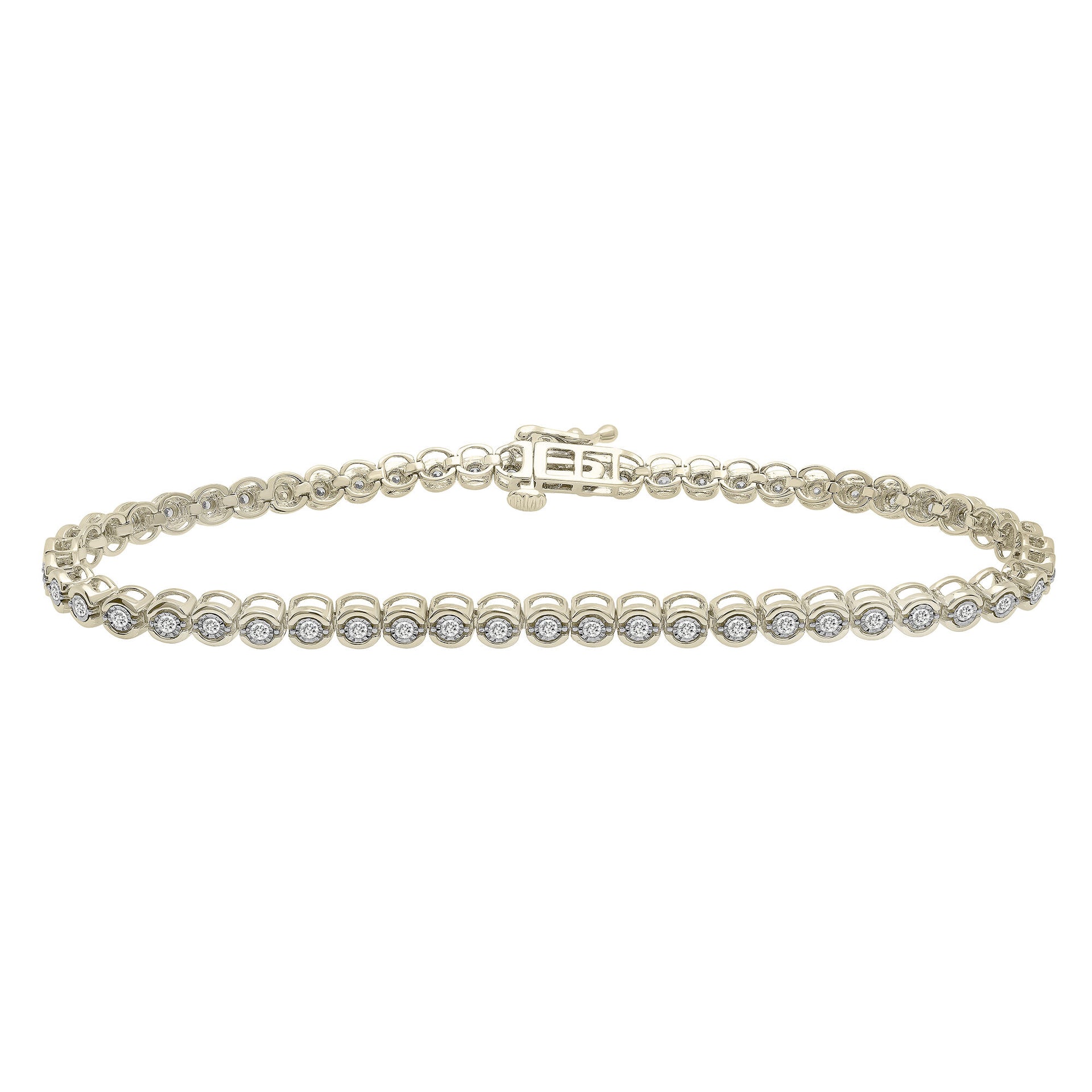 Diamond Faux Bezel Line Bracelet in 10K Yellow Gold (1/2 ct. tw.)