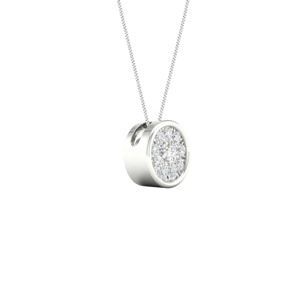 Diamond Cluster Bezel Pendant in 10K White Gold (1/4 ct. tw.)