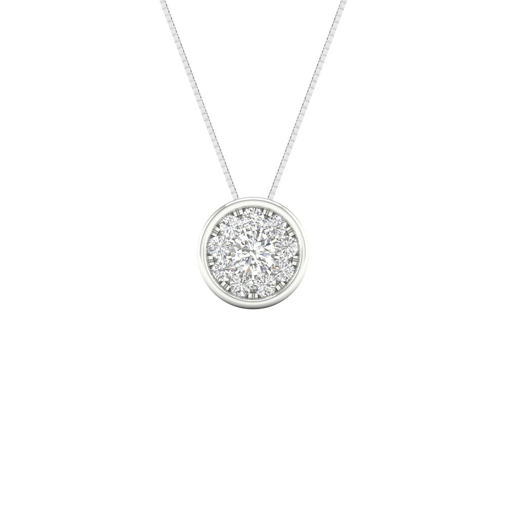 Diamond Cluster Bezel Pendant in 10K White Gold (1/4 ct. tw.)