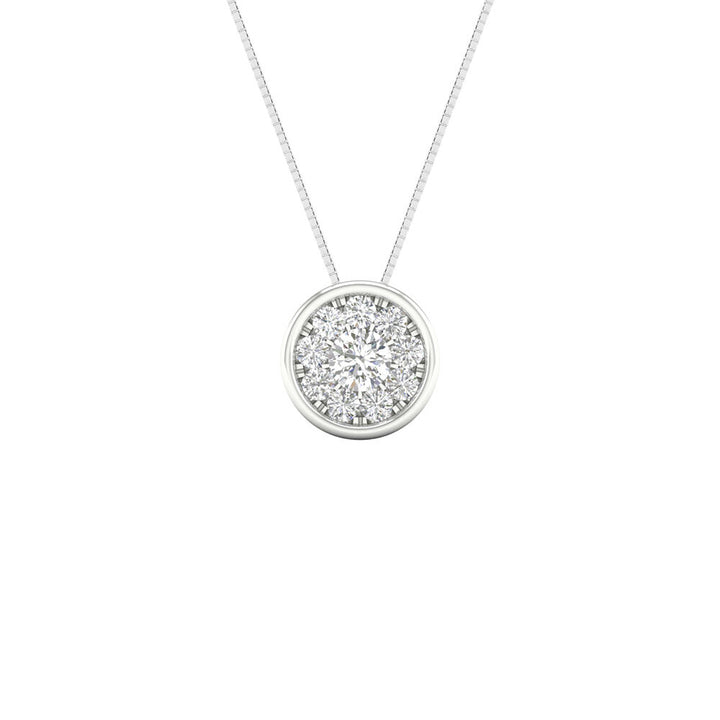 Diamond Cluster Bezel Pendant in 10K White Gold (1/4 ct. tw.)