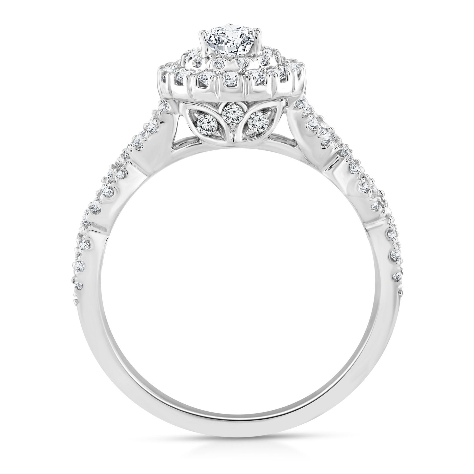 Lab Grown Diamond Pear-Shaped Engagement Ring in 10K White Gold (1 ct. tw.)