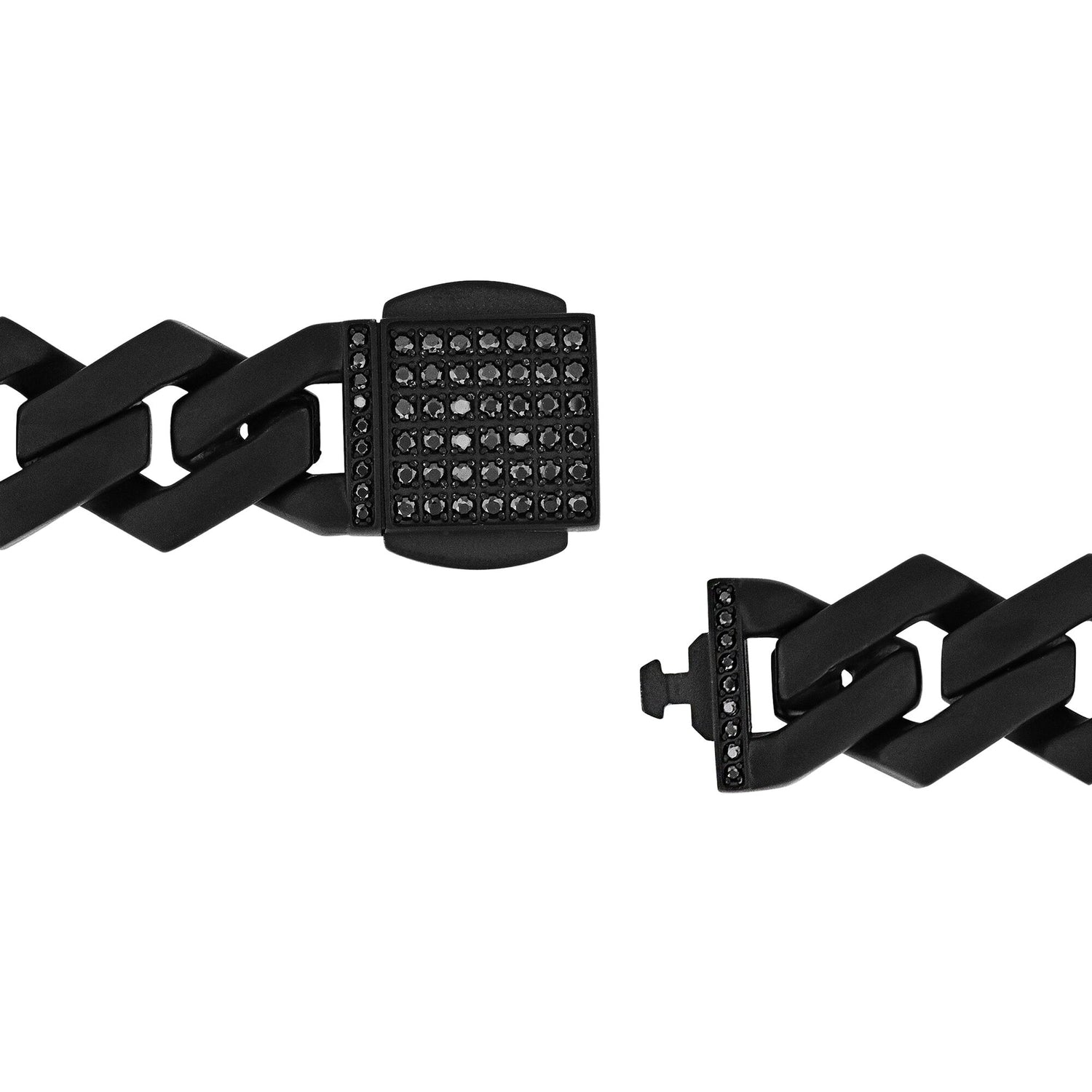 Link Bracelet with Black Diamonds in Matte Black Ion-Plated Stainless Steel, 13MM, 8.5” (1/2 ct. tw.)
