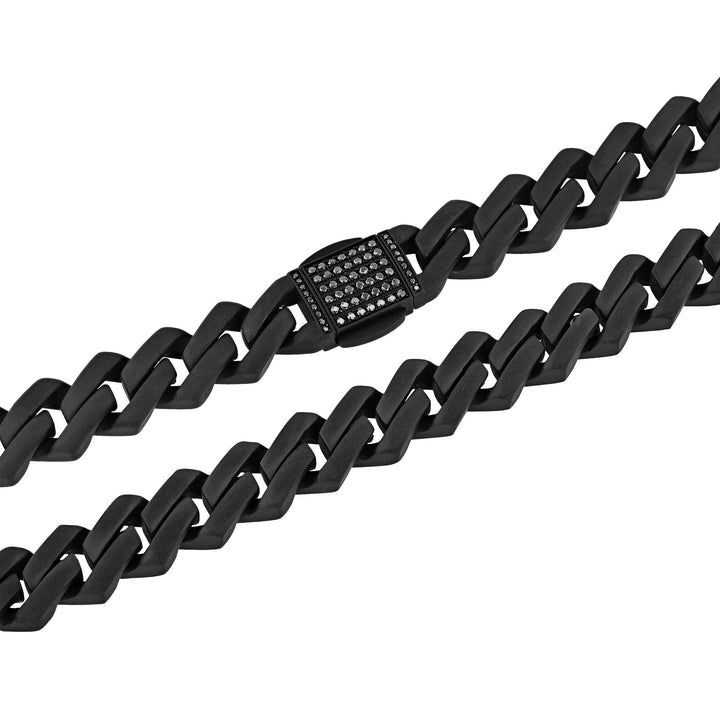 Link Necklace with Black Diamonds in Matte Black Ion-Plated Stainless Steel, 13MM, 20”, (1/2 ct. tw.)