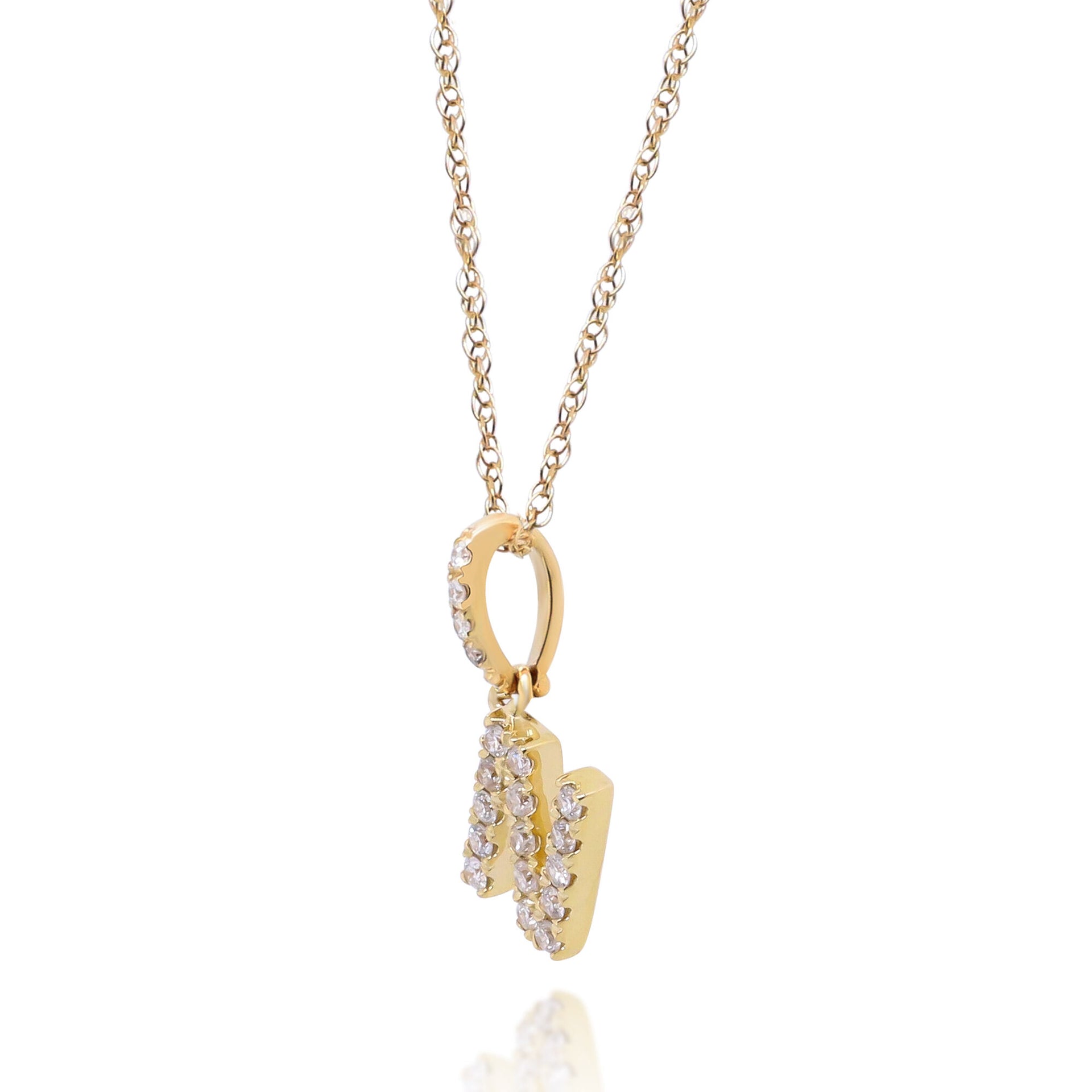 Diamond N Initial Pendant in 10K Yellow Gold (1/10 ct. tw.)