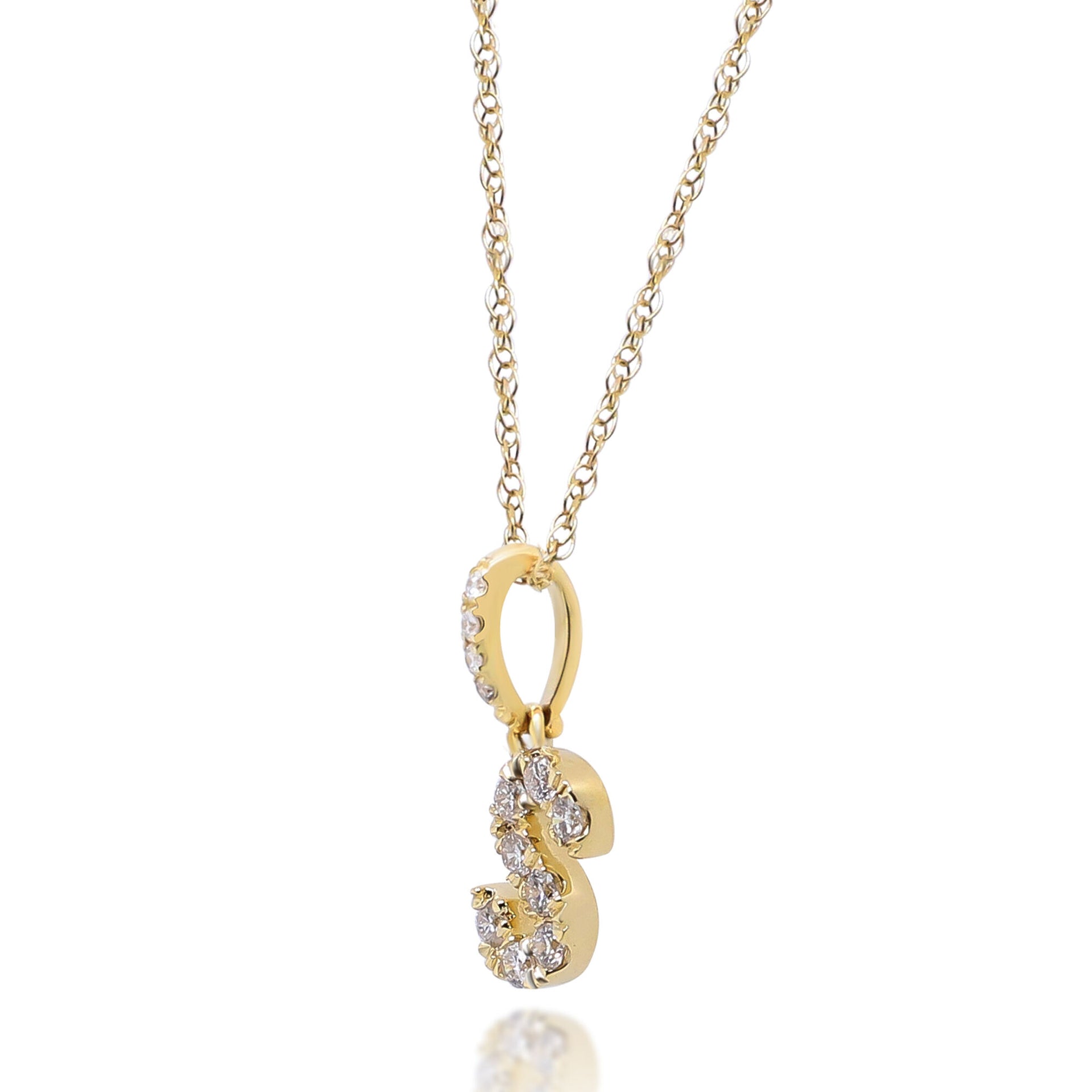 Diamond S Initial Pendant in 10K Yellow Gold (1/10 ct. tw.)