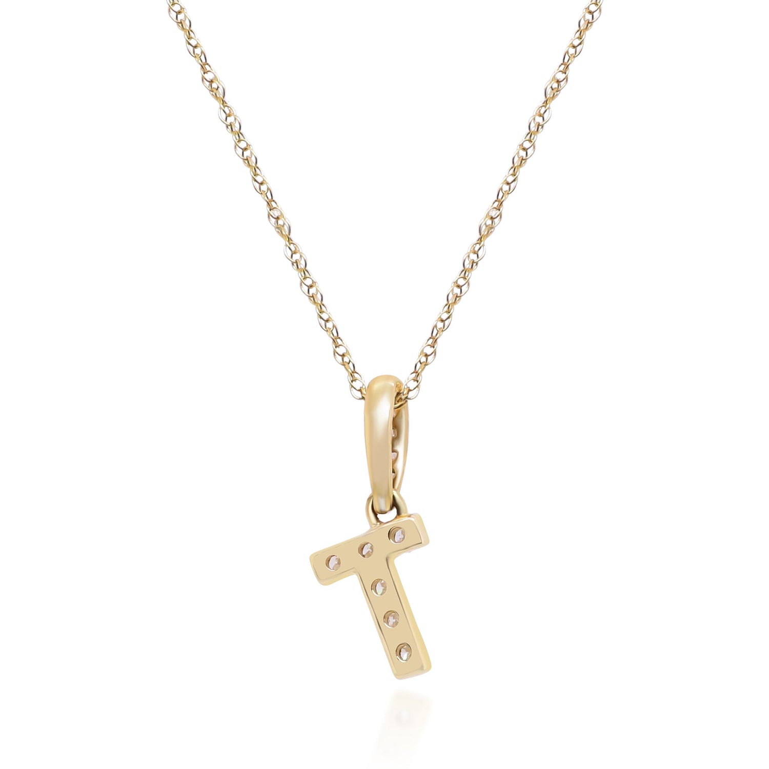 Diamond T Initial Pendant in 10K Yellow Gold (1/10 ct. tw.)