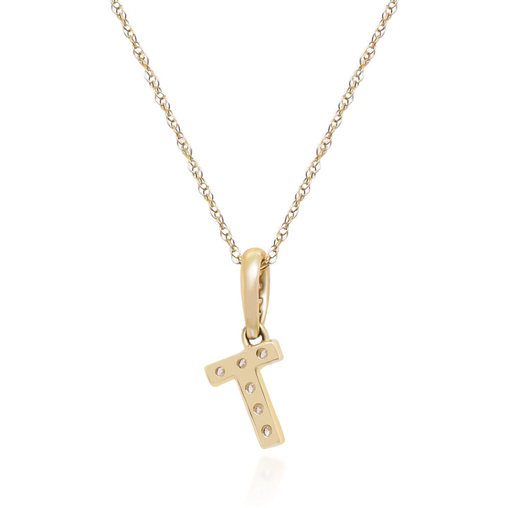 Diamond T Initial Pendant in 10K Yellow Gold (1/10 ct. tw.)