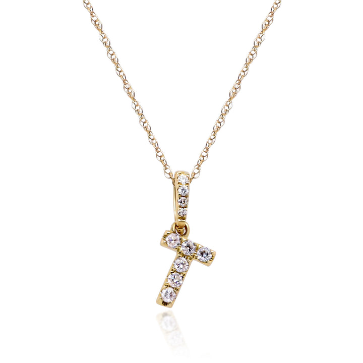 Diamond T Initial Pendant in 10K Yellow Gold (1/10 ct. tw.)