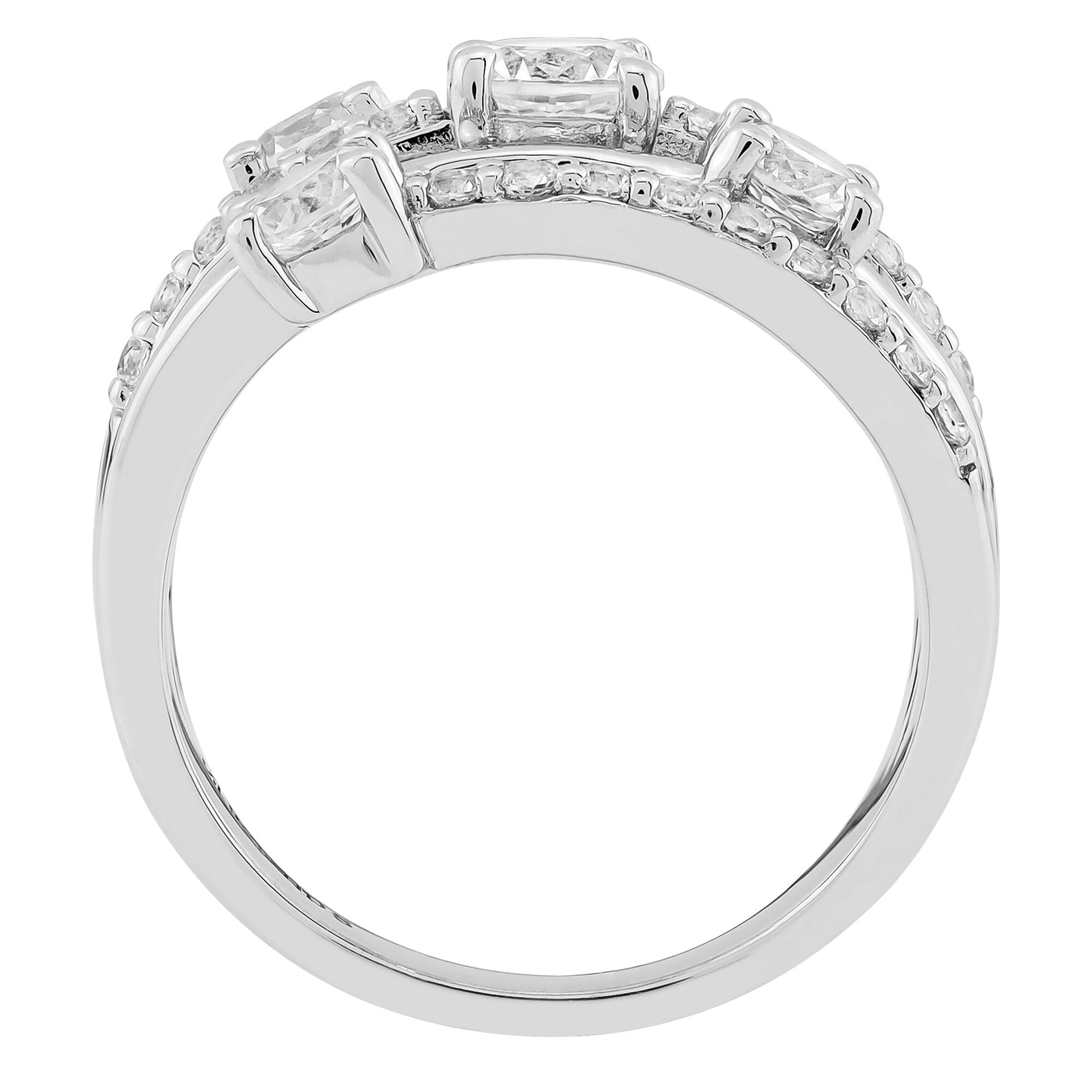 Lab-Created White Sapphire Multi-Row Band in Sterling Silver