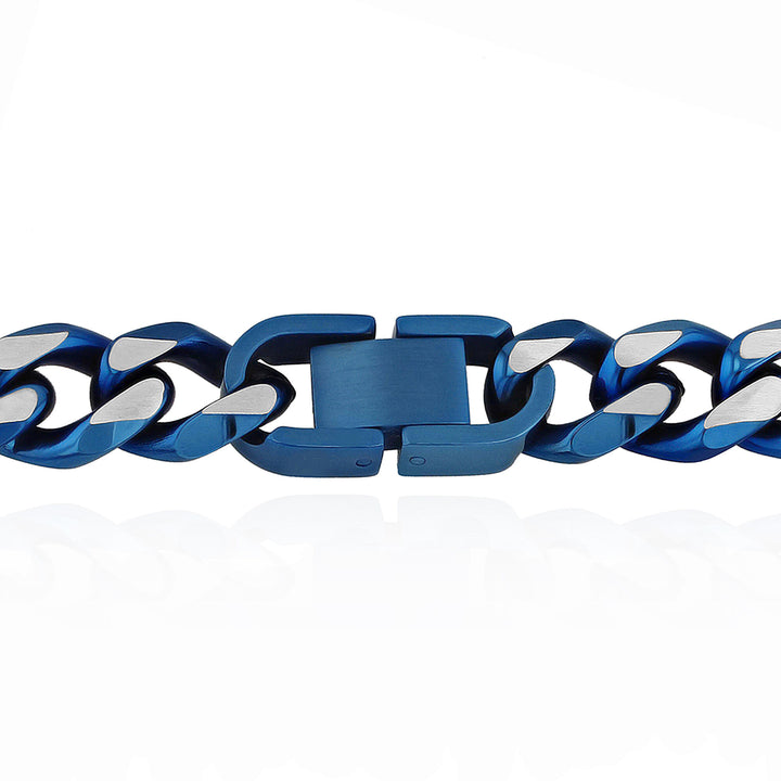 Curb Chain Necklace in Blue Ion-Plated Stainless Steel, 10.5MM, 24”