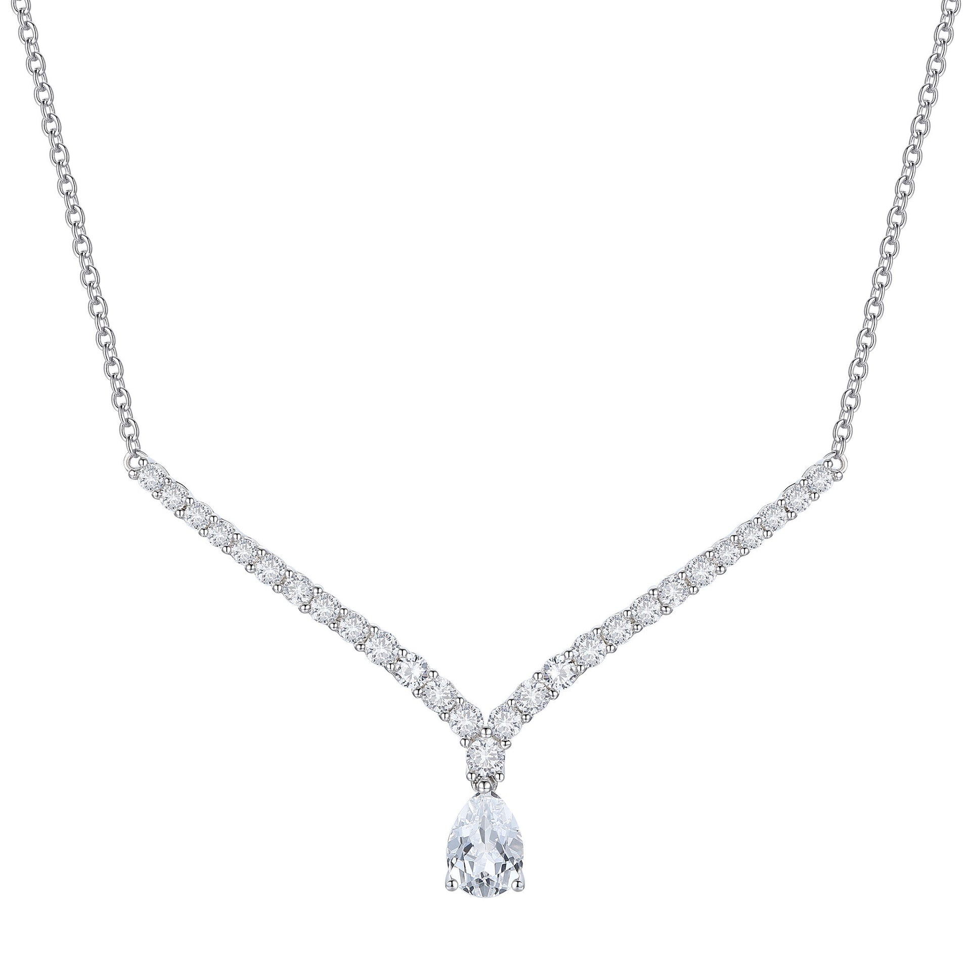 Lab-Created White Sapphire Necklace in Sterling Silver