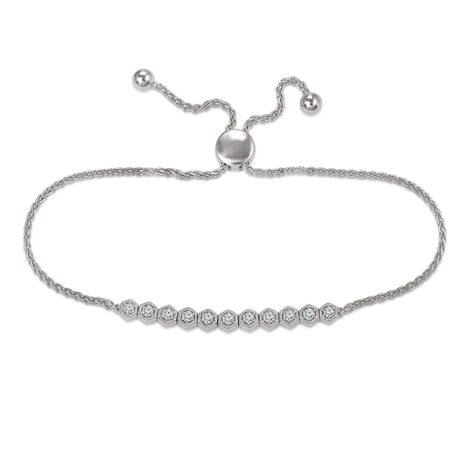 Diamond Bolo Bracelet in Sterling Silver (1/3 ct. tw.)