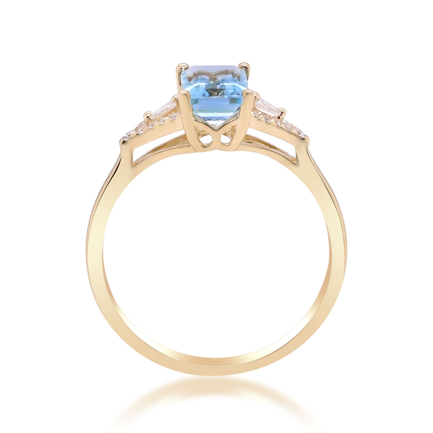Aquamarine and Diamond Accent Ring in 10K Yellow Gold