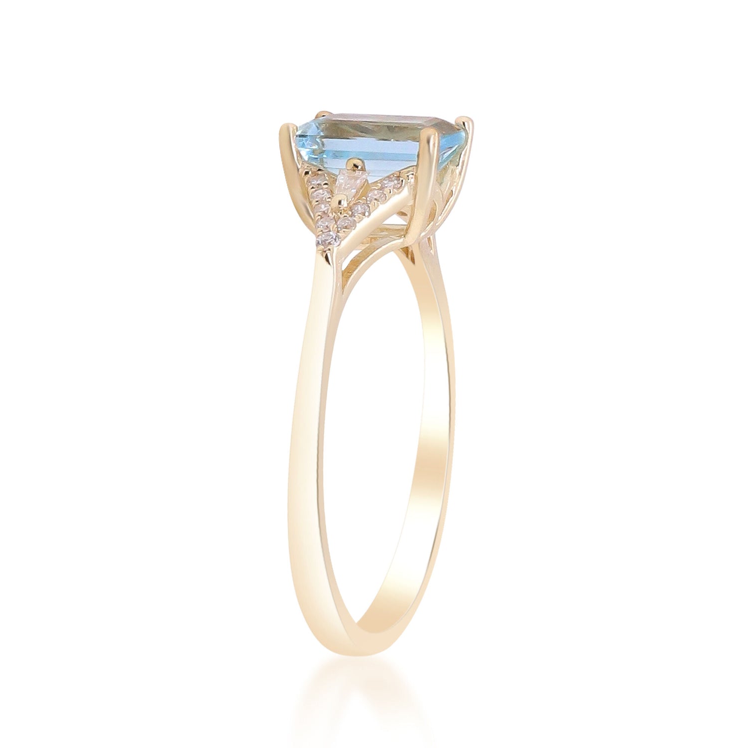 Aquamarine and Diamond Accent Ring in 10K Yellow Gold