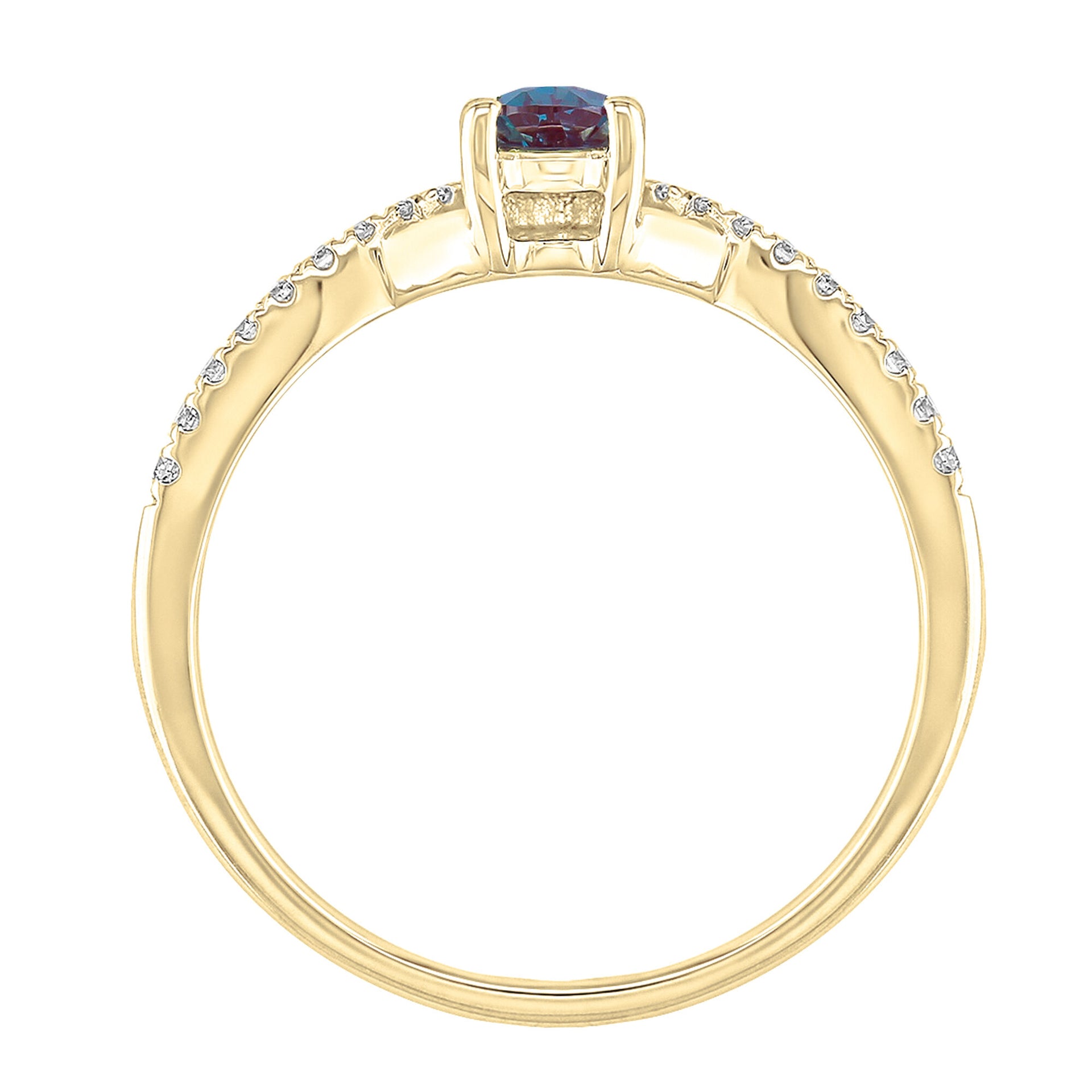 Lab-Created Alexandrite and Diamond Ring in 10K Yellow Gold Ring